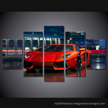 HD Printed Red Luxury Sports Car Painting Canvas Print Room Decor Print Poster Picture Canvas Mc-117